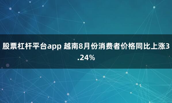 股票杠杆平台app 越南8月份消费者价格同比上涨3.24%